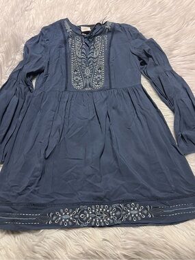 Knox Rose Navy Blue Embroidered Mini Dress